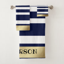 Bandas clásicas azul, blanco, oro personalizado