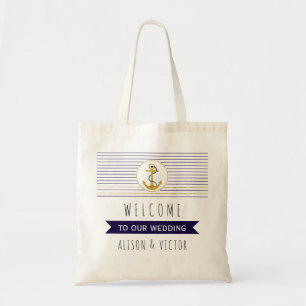 Bandas de anclaje de oro boda náutico bolsa de bie