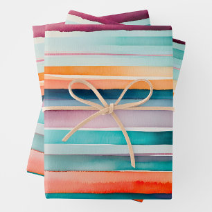 Bandas de color de agua brillante Hojas de papel d