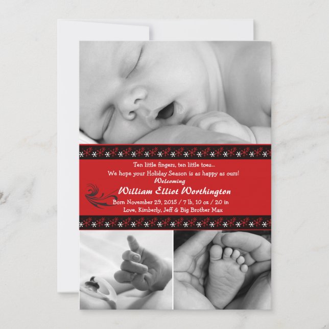 Bandas de copos de nieve - Tarjeta de vacaciones f (Anverso)