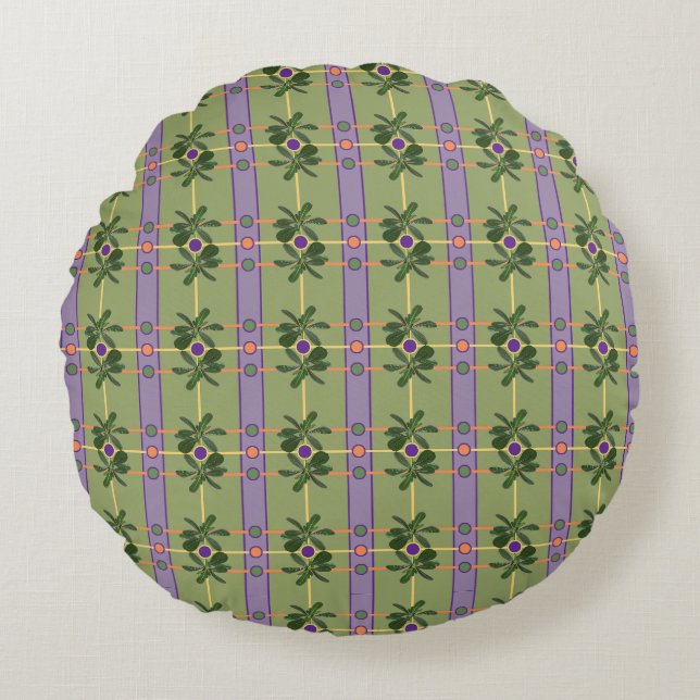 Bandas de lavanda pálida con almohada redonda de v (Anverso)