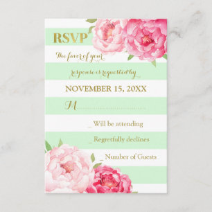 Bandas de menta Flores rosadas Boda de oro RSVP