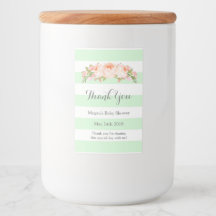 Bandas De Mint Peach Floral Baby Shower Etiqueta