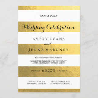 Bandas de oro Elegante Invitación a la Boda