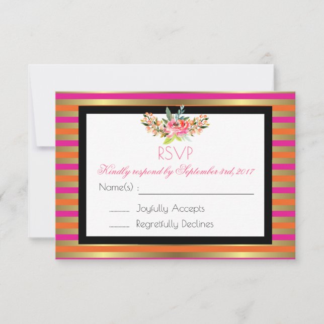 Bandas de oro metálico rosa, Naranja y falso RSVP (Anverso)