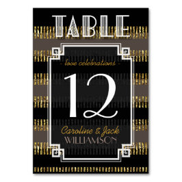 Bandas de oro negras + tarjetas de números de mesa