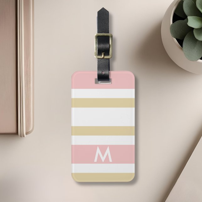 Bandas de oro rosadas modernas etiqueta de equipaj (Subido por el creador)