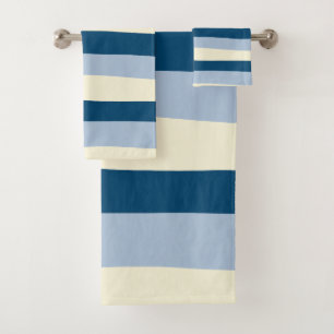 Bandas desiguales: azul oscuro, azul claro y crema