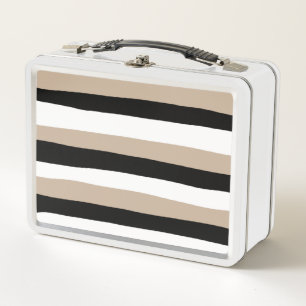 Bandas desiguales - Taupe, negro y blanco