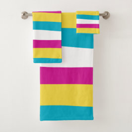 Bandas desiguales: turquesa, amarilla, rosa y blan