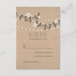 Bandas florales Cadena de luces Boda Tarjeta RSVP
