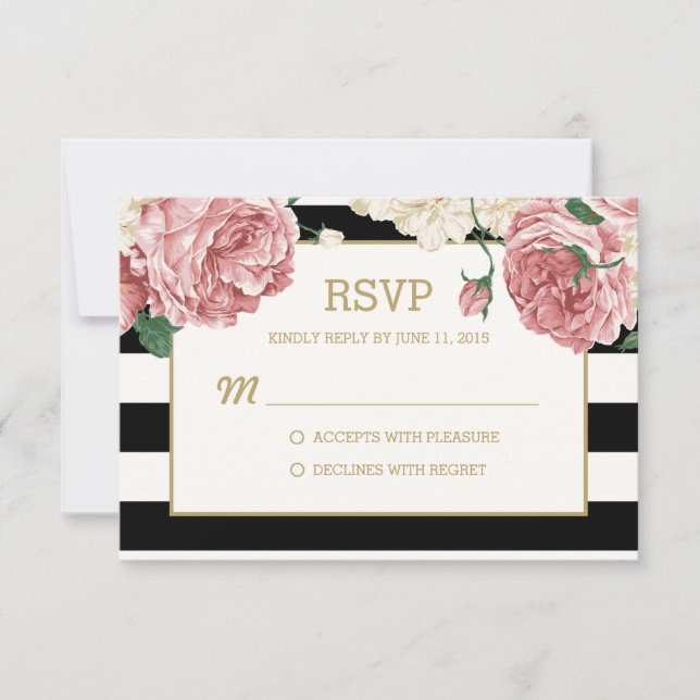 Bandas florales RSVP/Tarjetas de respuesta Boda (Anverso)
