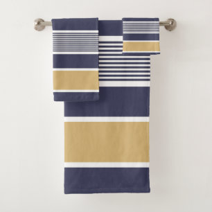 Bandas horizontales, azul marino, ocre, blanco