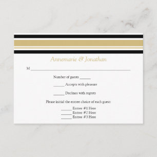 Bandas horizontales de oro moderno y negro RSVP