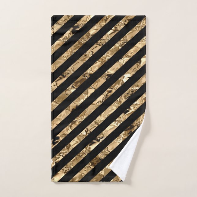 Bandas metálicas de oro en negro (Toalla de mano)