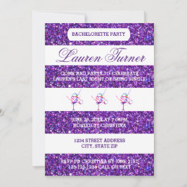 Bandas moradas y blancas - Invitación a la soltera