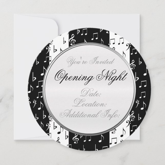Bandas musicales en blanco y negro Invitación redo (Anverso)