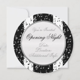 Bandas musicales en blanco y negro Invitación redo