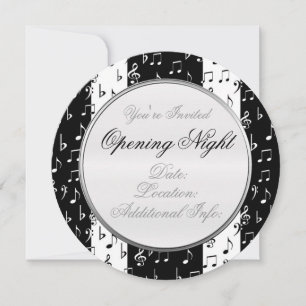 Bandas musicales en blanco y negro Invitación redo