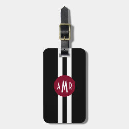 Bandas negras Monograma Etiqueta de equipaje para