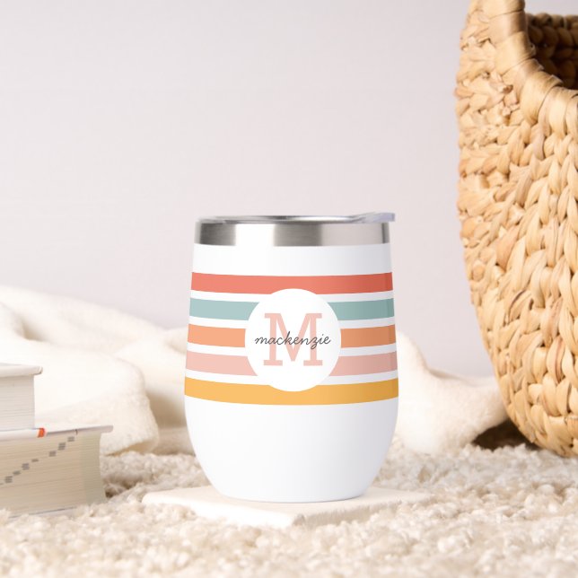Bandas retro-coloreadas monogramadas personalizada (Sala de estar)