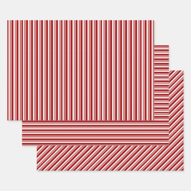 Bandas rojas de menta blanca conjuntos de papel de (Set)