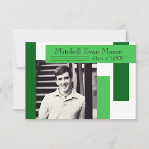 Bandas verdes modernas - Invitación de graduación