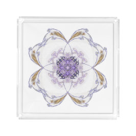 Bandeja Acrílica Arte fractal morado y dorado de aspecto floral