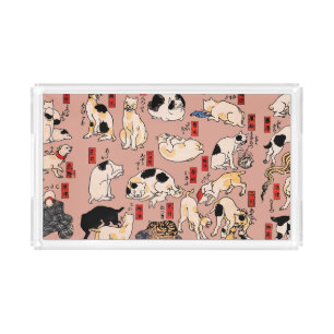 Bandeja Acrílica Cats japoneses ukiyo-e Art Funny