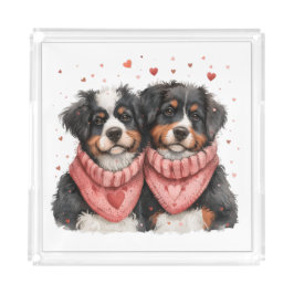Bandeja Acrílica Día de San Valentín Bernese Mountain Dogs