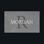 Bandeja Acrílica DIY Monogram & Name, Trendy Black/White On Grey<br><div class="desc">Personalize with your Monogram in black and Name in white on grey background. This simple Classic Design can also be used to promote your Company Name. Click “Customize” to change colors and type styles.</div>