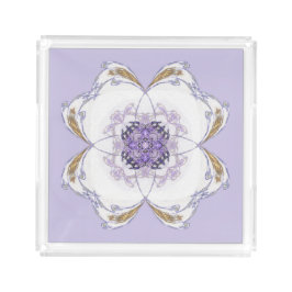 Bandeja Acrílica Floral Purple and Gold Fractal Art Lavendar