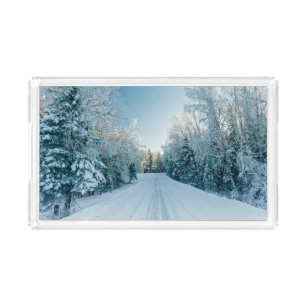 Bandeja Acrílica Hielo y nieve   Camino de invierno congelado Rusia