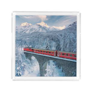 Bandeja Acrílica Hielo y nieve   Red Bernina Express Train Suiza
