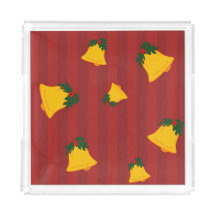 Holiday Red Gold Stripe Bells Christmas