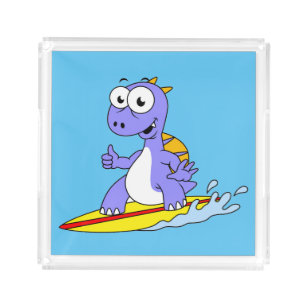 Bandeja Acrílica Ilustracion De Un Spinosaurus De Surf.