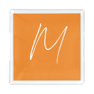 Bandeja Acrílica Letra inicial monograma estilo moderno Naranja bla