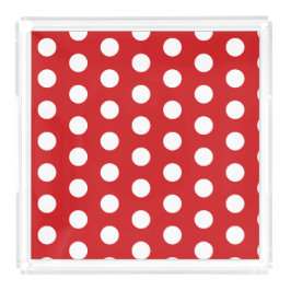 Bandeja Acrílica Los puntos de Polka Blanco en rojo