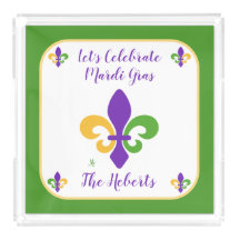 Mardi Gras NAME Green Gold Purple Fleur de Lis