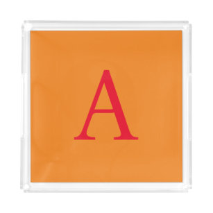 Bandeja Acrílica Monograma moderno Letra inicial Naranja de moda ro