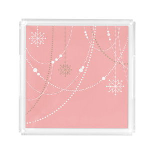 Bandeja Acrílica Noche de nieve rosa de mediados de siglo elegante 
