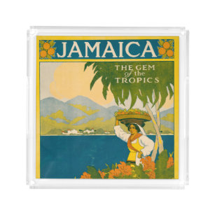 Bandeja Acrílica Poster De Viajes Vintage Para Jamaica