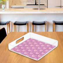 Purple Heart Pattern Acrylic Tray