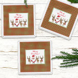 Bandeja Acrílica Red Green Plaid Merry Christmas Santa Reindee<br><div class="desc">Los Navidades rojos, verdes y blancos son el telón de fondo de este diseño vacacional, luminoso, colorido y lleno de alegría de temporada. Un Santa Claus sonriente se alinea con tres adorables renos con bufandas festivas rojas, verdes y blancas, todo ello sobre un fondo blanco enmarcado en un color verde...</div>