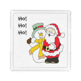 Bandeja Acrílica Santa Claus y el Ilustracion Snowman
