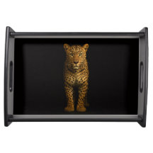 Black 4 Luxe serving tray, Majestic Leopard