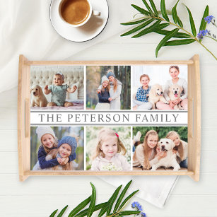 Bandeja Collage de fotos de nombre de familia personalizad