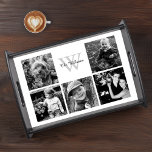 Bandeja Collage de fotos familiar personalizado<br><div class="desc">Collage de fotos de familia monogramada.</div>