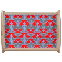 Bandeja de servicio de madera de campanilla roja