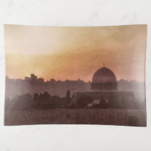 Bandeja de vidrio Jerusalén antigua con domo de la